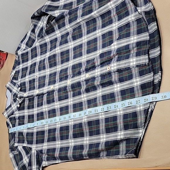 Tommy Hilfiger Size S, Classic Fit, Blue, White, Green & Red Plaid Button Down - Picture 6 of 10